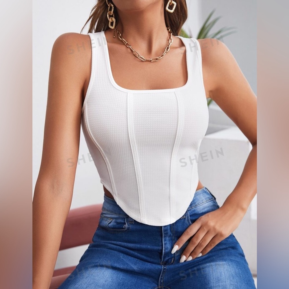 Never worn! SHEIN BAE Square Neck Hanky Hem Tank Top